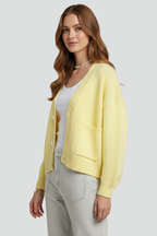 Ashlyn | Dames Gebreid Vest met Structuur – V-hals Vest met Knoopsluiting aan de Voorkant