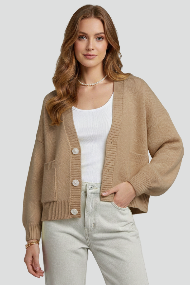 Ashlyn | Dames Gebreid Vest met Structuur – V-hals Vest met Knoopsluiting aan de Voorkant