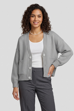 Ashlyn | Dames Gebreid Vest met Structuur – V-hals Vest met Knoopsluiting aan de Voorkant