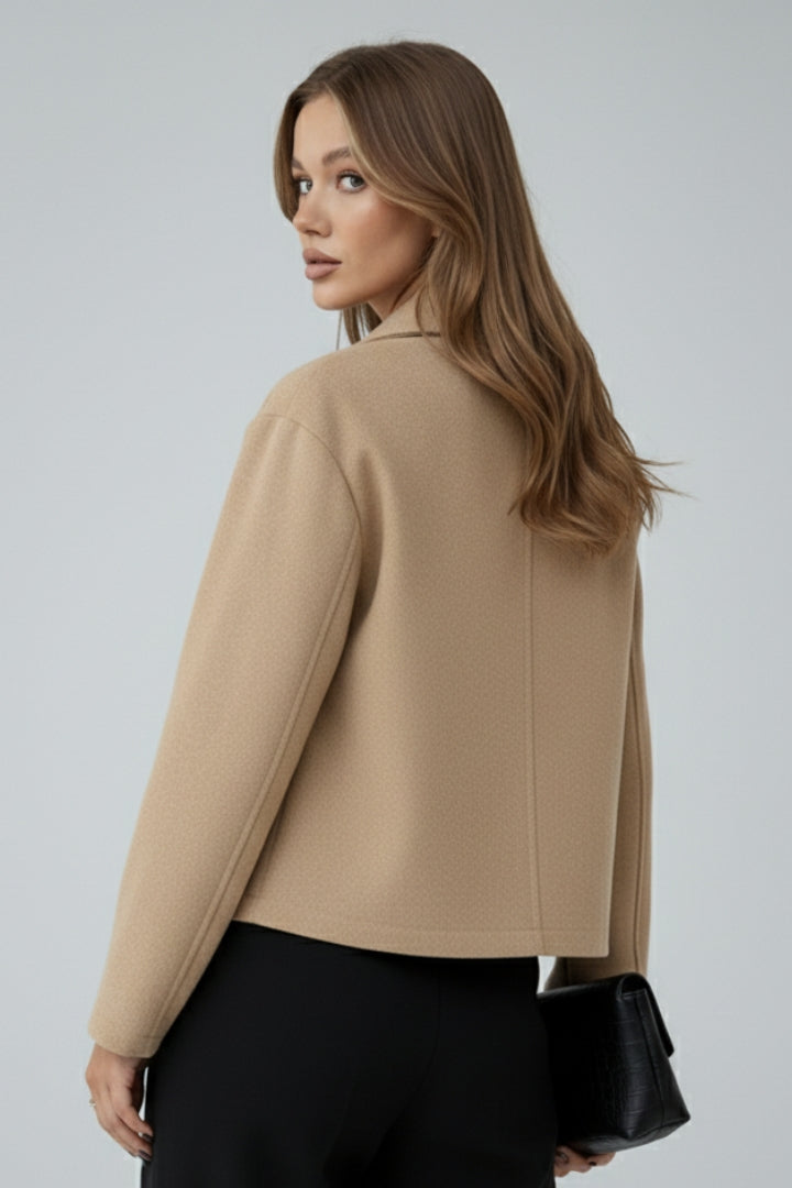 Alexis | Dames Cropped Utility Jas van Imitatiesuède – Casual Jas met Knopen