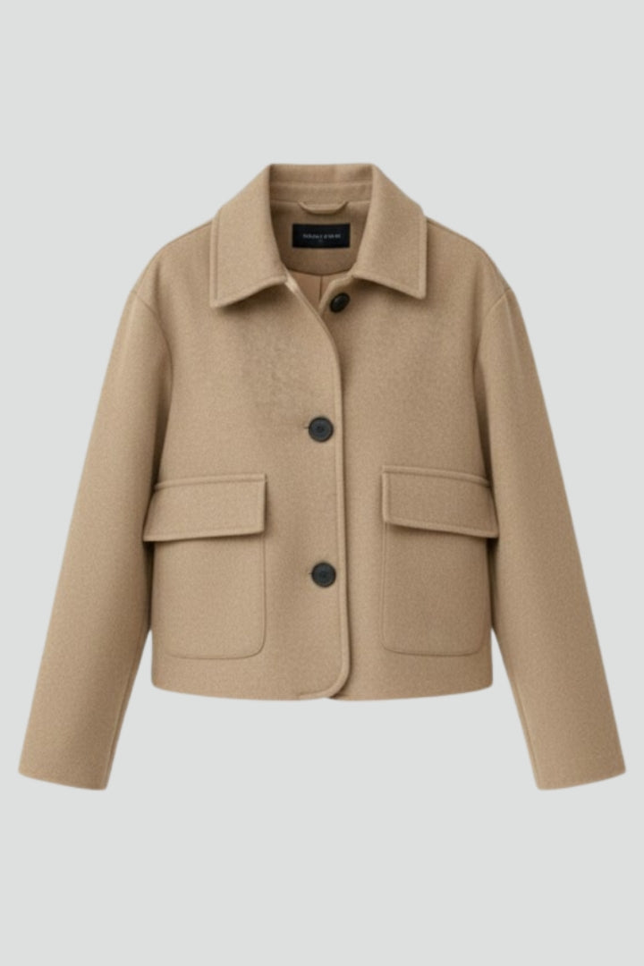 Alexis | Dames Cropped Utility Jas van Imitatiesuède – Casual Jas met Knopen