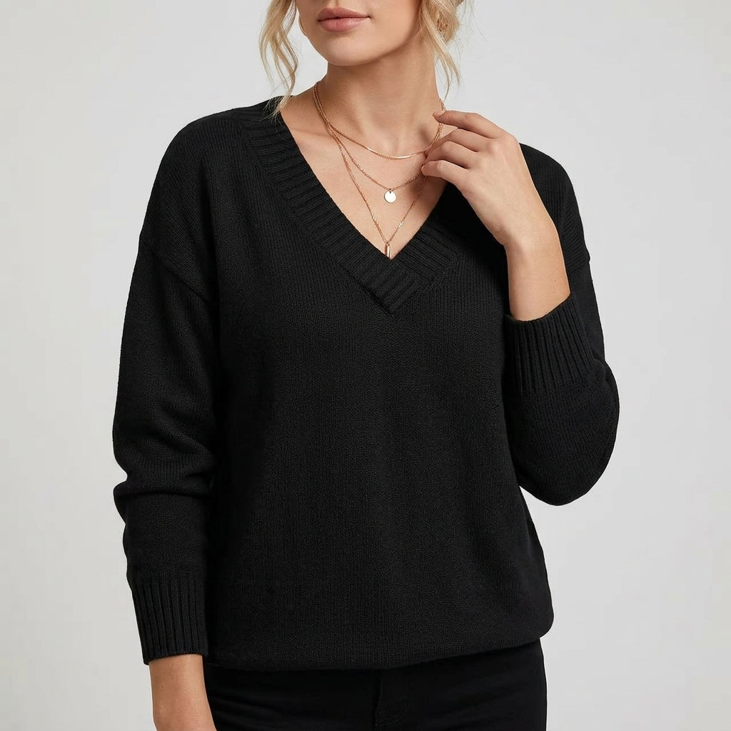 Uvelia | Kasjmiertrui voor dames – Elegante V-hals, zacht en licht gebreid