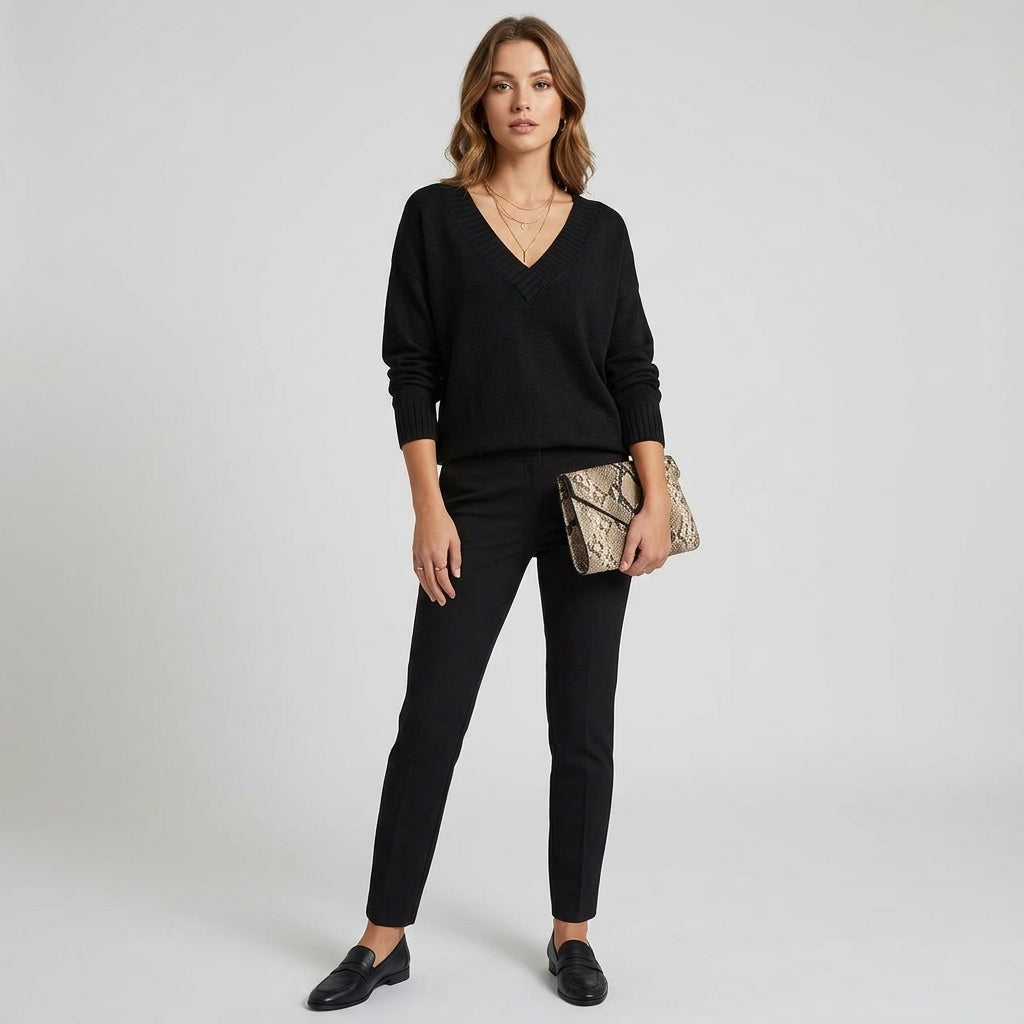 Uvelia | Kasjmiertrui voor dames – Elegante V-hals, zacht en licht gebreid