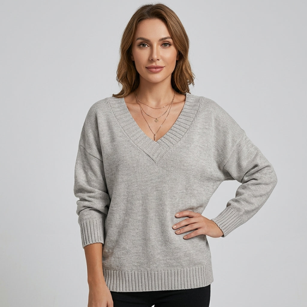Uvelia | Kasjmiertrui voor dames – Elegante V-hals, zacht en licht gebreid