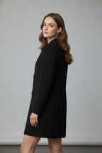 Alisa | Dames Lange Blazer – Jas met Reverskraag en Knopen aan de Voorkant
