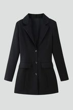 Alisa | Dames Lange Blazer – Jas met Reverskraag en Knopen aan de Voorkant