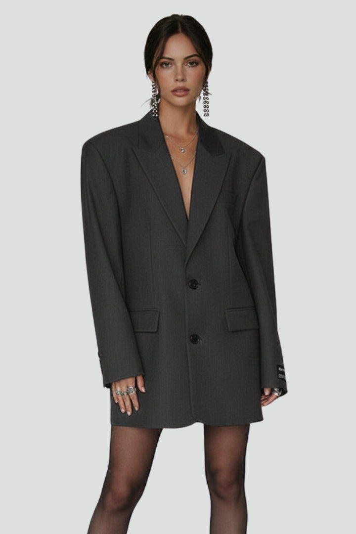 Alicia | Dames Oversized Blazer – Jas met Reverskraag en Knopen aan de Voorkant