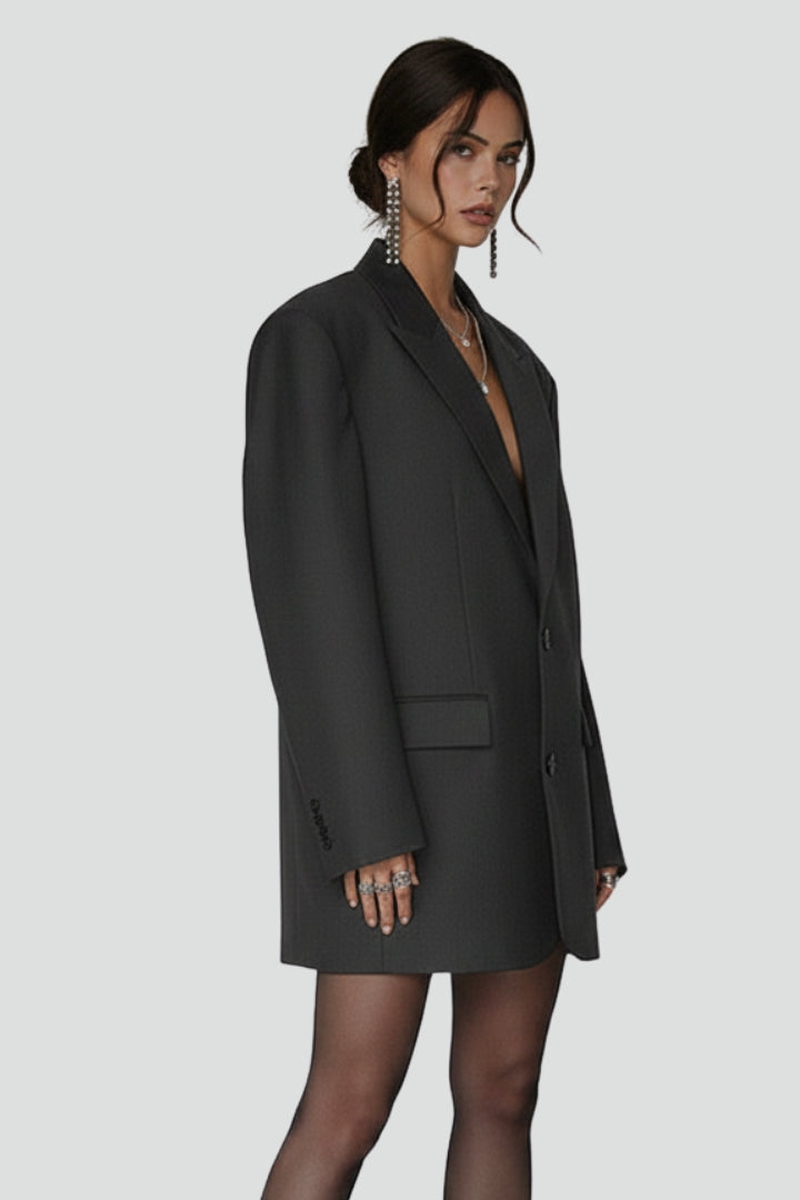 Alicia | Dames Oversized Blazer – Jas met Reverskraag en Knopen aan de Voorkant