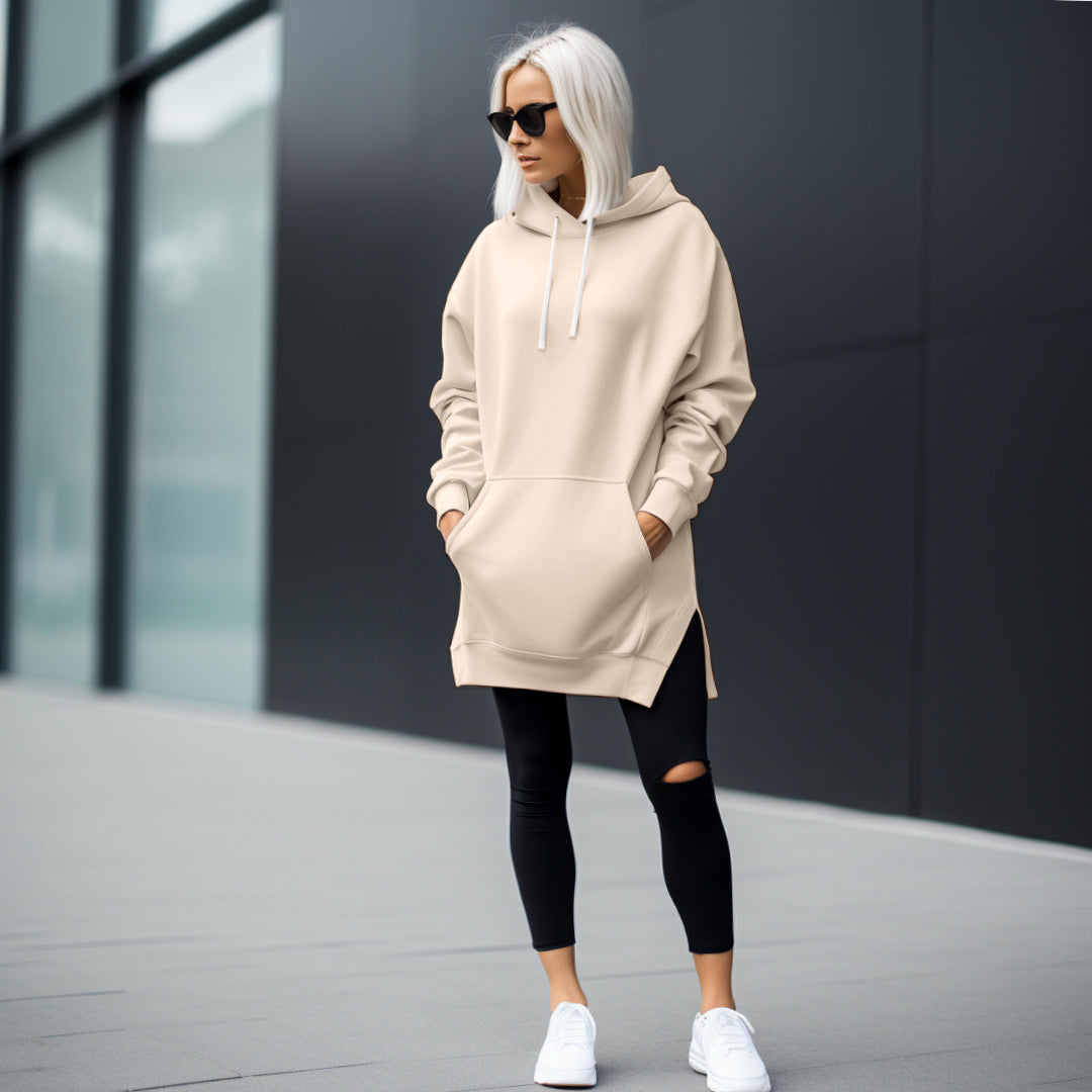 Alarda | Oversized Sweaterjurk Dames – Lange Hoodie Jurk met Capuchon