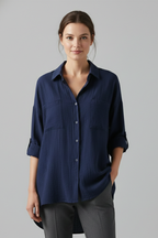 Amira | Dames Blouse met Knopen – Blouse met Lange Mouwen en Kraag