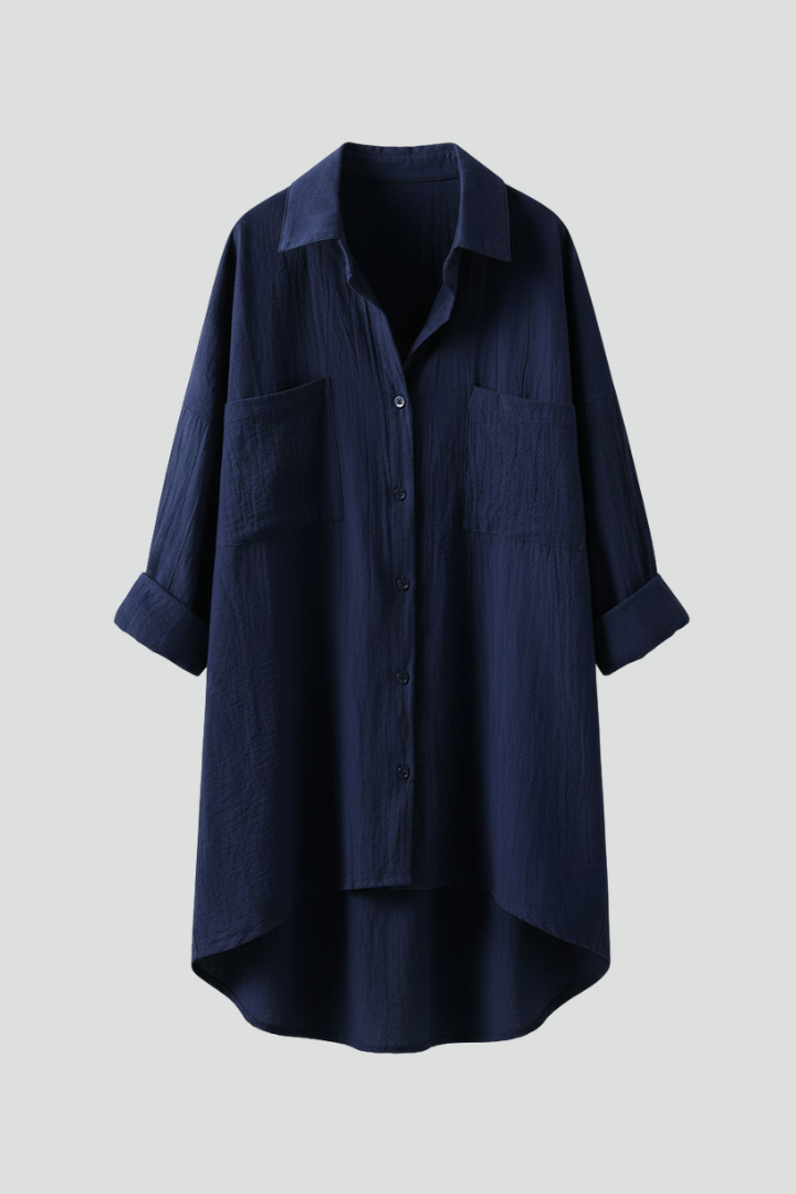Amira | Dames Blouse met Knopen – Blouse met Lange Mouwen en Kraag