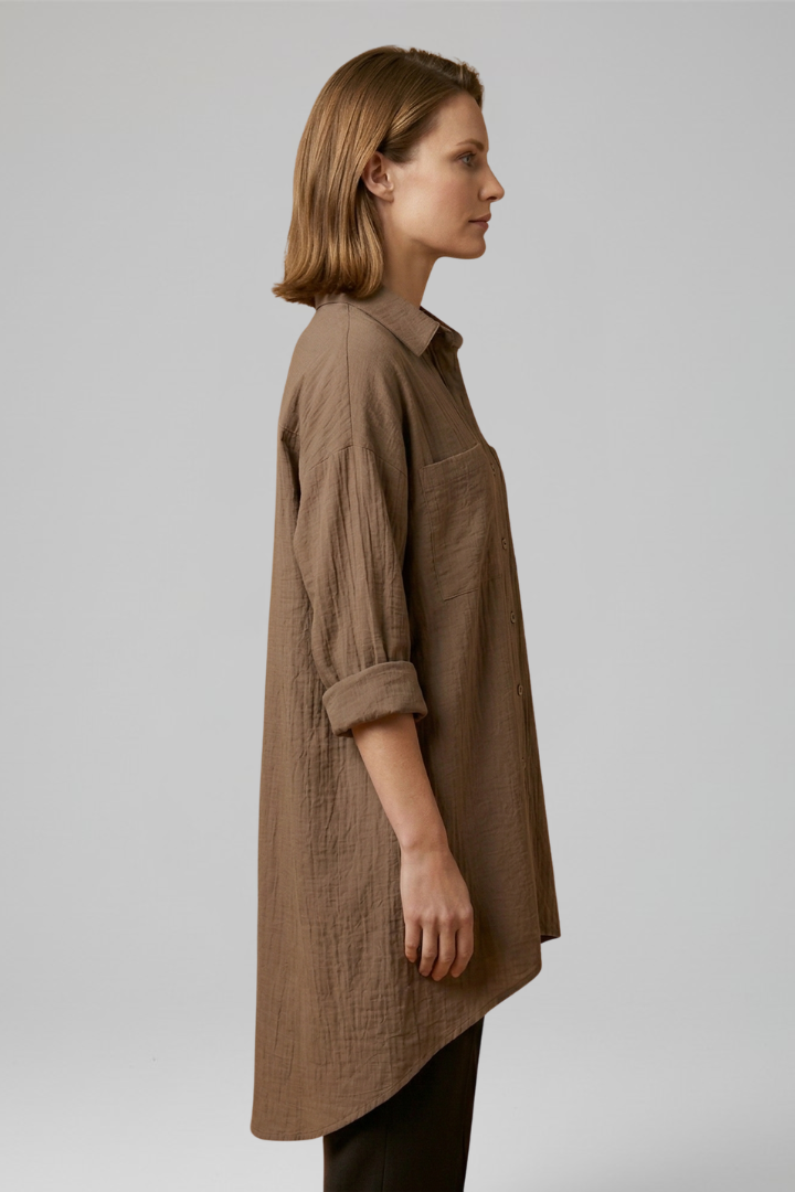 Amira | Dames Blouse met Knopen – Blouse met Lange Mouwen en Kraag