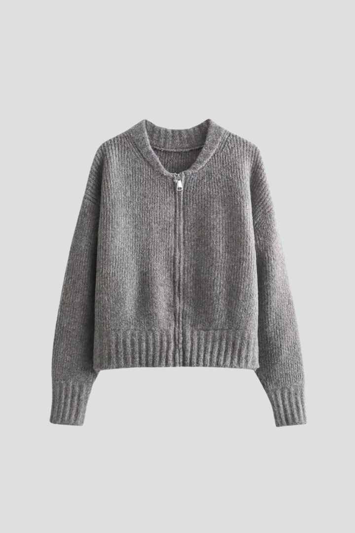 Alison | Dames Gebreide Trui met Lange Mouwen – Vest met Rits en Structuur