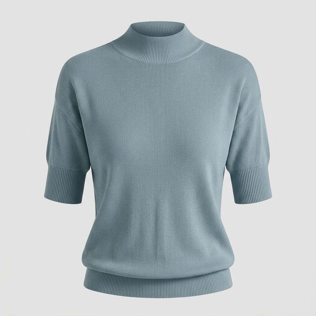 Fioravina | Dames-top met structuur – effen kleur, mouwen met getailleerde manchetten