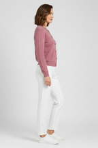 Lavinia | Gebreid damesvest – rondhals, trui met lange mouwen en knopen
