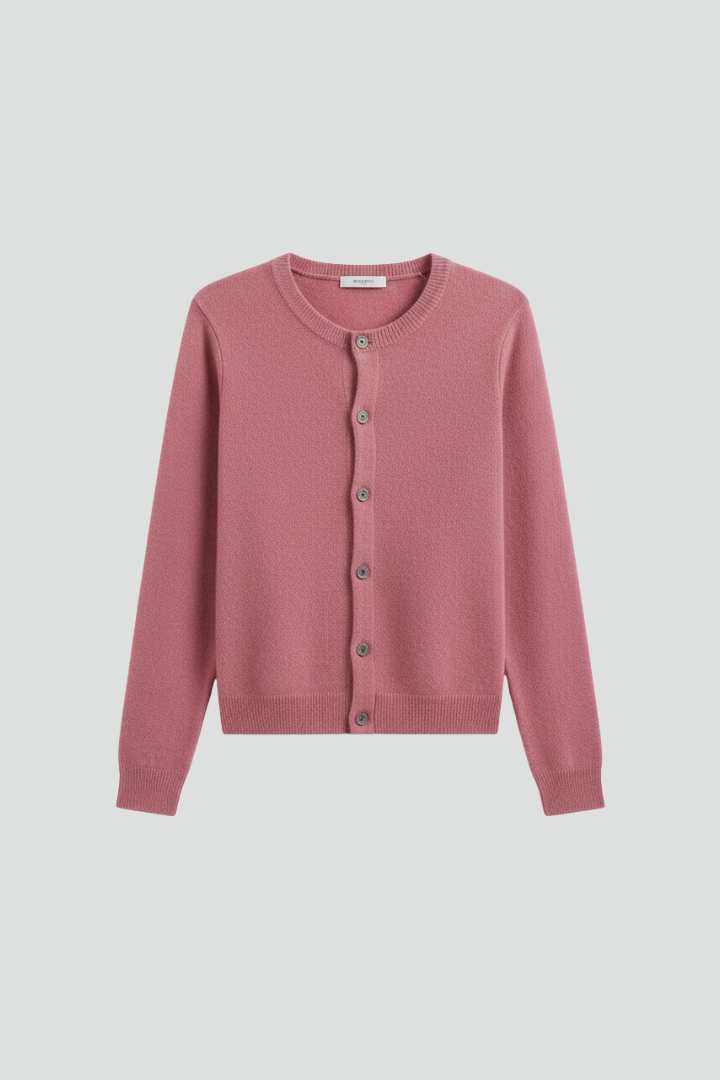 Lavinia | Gebreid damesvest – rondhals, trui met lange mouwen en knopen