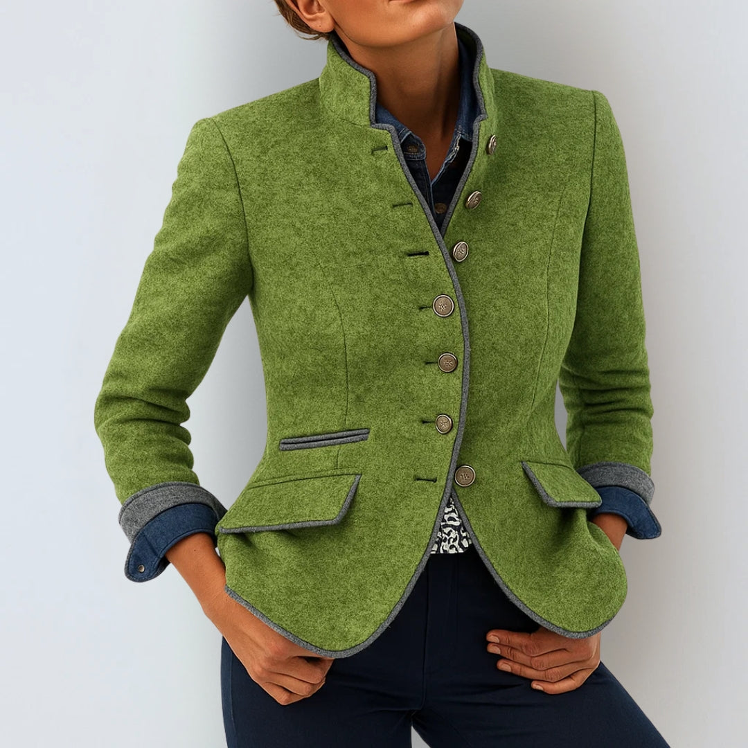 Maelle | Elegante damesvest – Hoge opstaande kraag, knoopsluiting aan de voorkant & gestructureerde comfortabele pasvorm