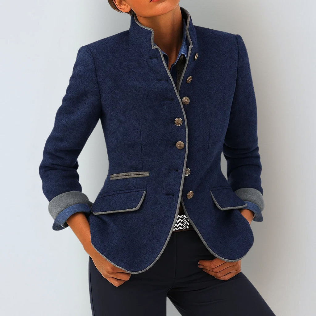Maelle | Elegante damesvest – Hoge opstaande kraag, knoopsluiting aan de voorkant & gestructureerde comfortabele pasvorm