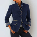 Maelle | Elegante damesvest – Hoge opstaande kraag, knoopsluiting aan de voorkant & gestructureerde comfortabele pasvorm