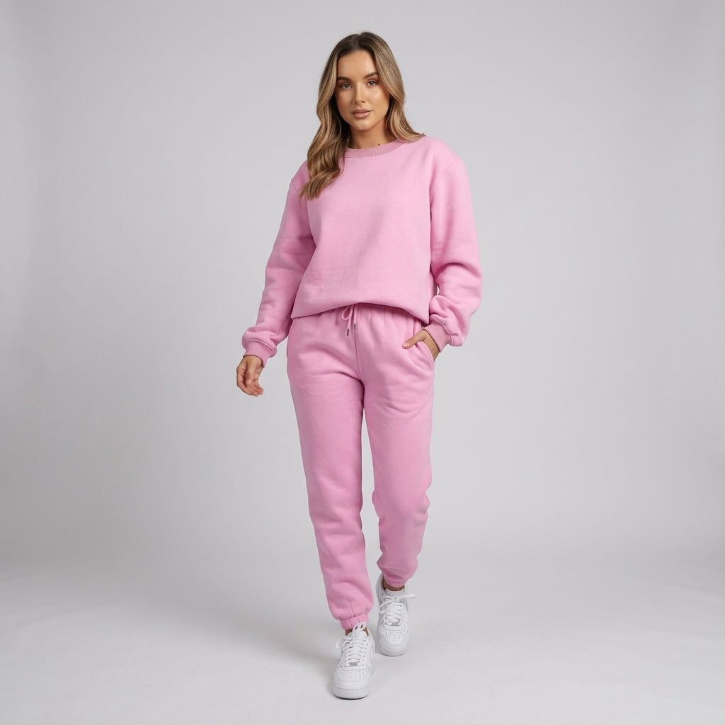 Cyvella | 2-delige fleece-loungewearset voor dames – zachte trui en joggingbroek