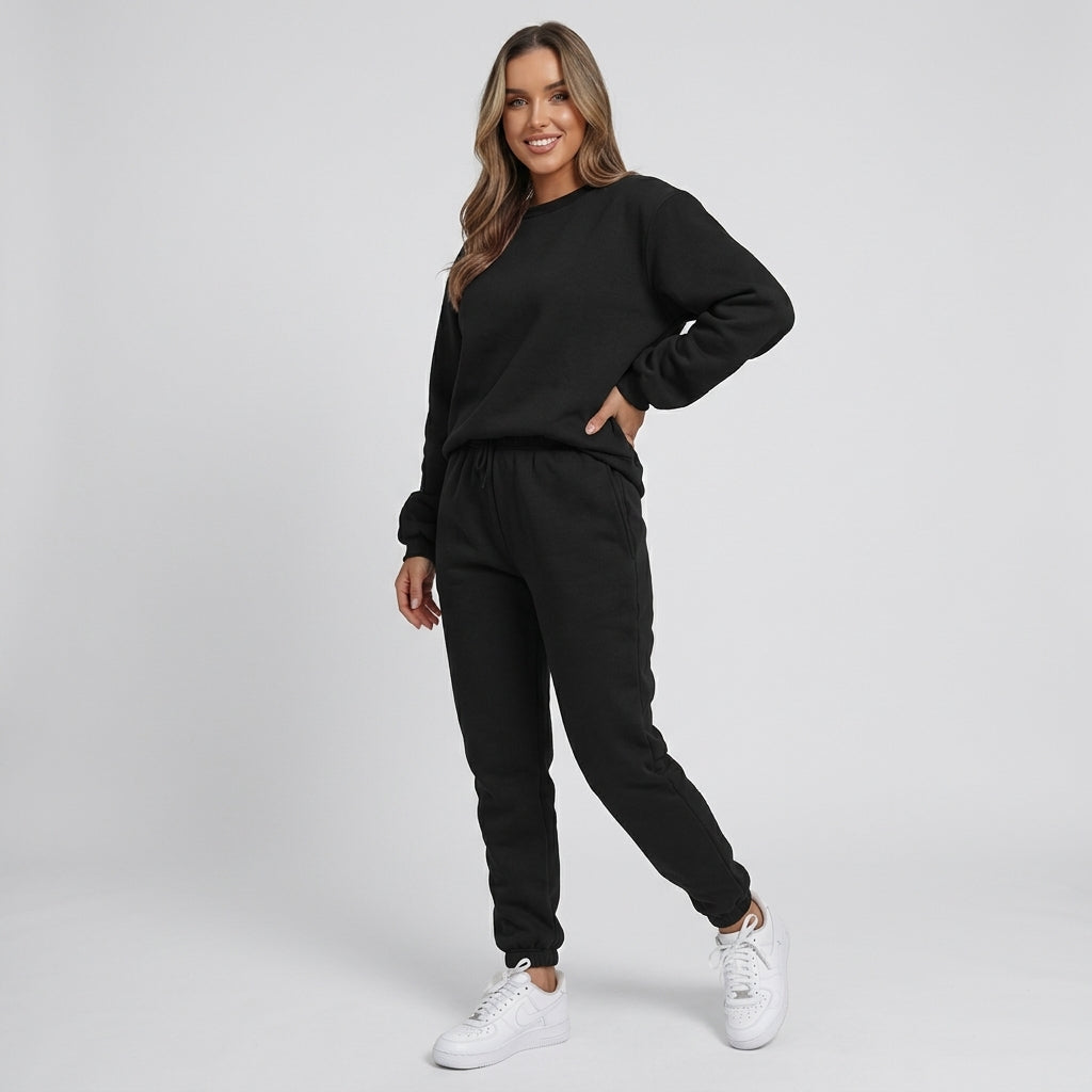 Cyvella | 2-delige fleece-loungewearset voor dames – zachte trui en joggingbroek