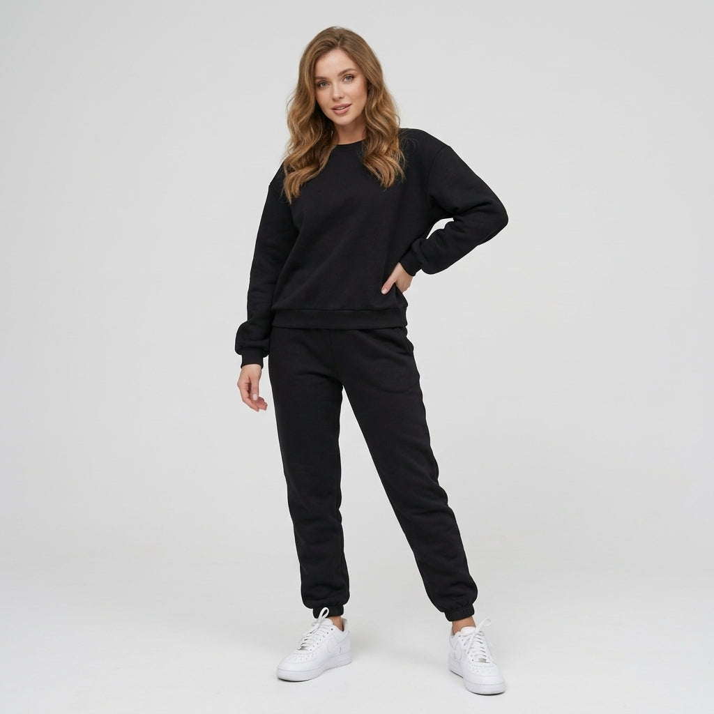 Cyvella | 2-delige fleece-loungewearset voor dames – zachte trui en joggingbroek