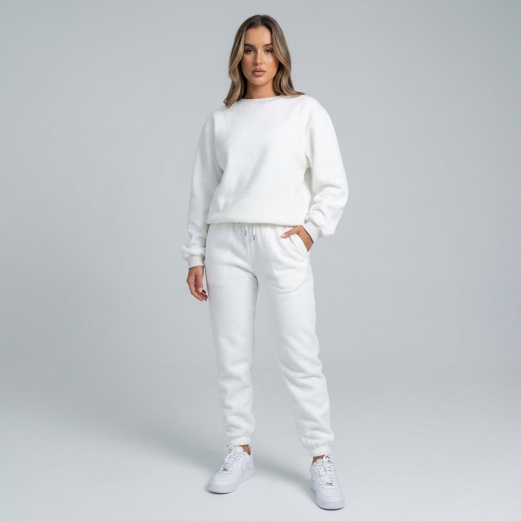 Cyvella | 2-delige fleece-loungewearset voor dames – zachte trui en joggingbroek