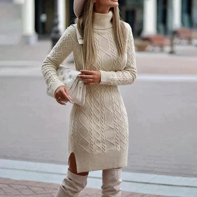 Kaneli | Elegante Gebreide Damesjurk – Stijlvolle Winterjurk van Gebreid Materiaal