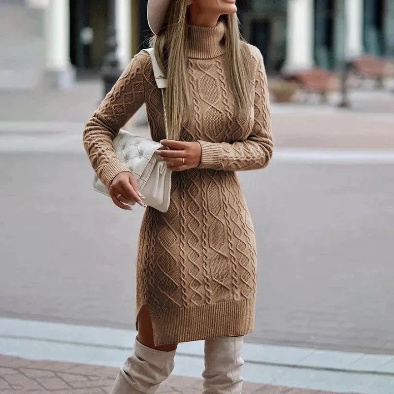 Kaneli | Elegante Gebreide Damesjurk – Stijlvolle Winterjurk van Gebreid Materiaal