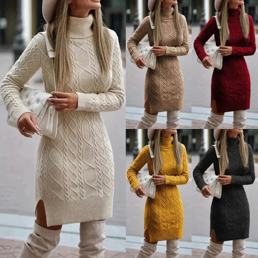 Kaneli | Elegante Gebreide Damesjurk – Stijlvolle Winterjurk van Gebreid Materiaal