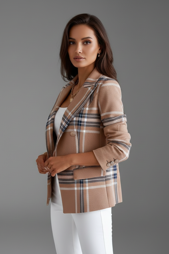 Vivienne | Blazer met structuur voor dames – gestructureerde pasvorm, klassieke revers