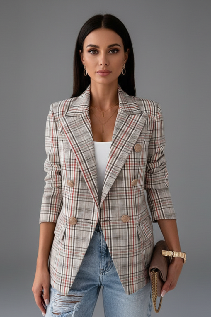 Vivienne | Blazer met structuur voor dames – gestructureerde pasvorm, klassieke revers