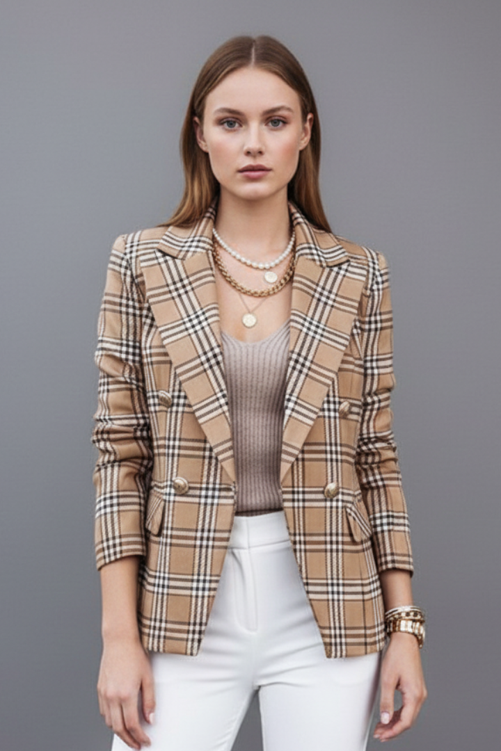 Vivienne | Blazer met structuur voor dames – gestructureerde pasvorm, klassieke revers