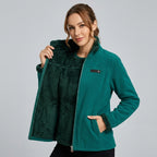 Valerissa | Omkeerbaar damesjack – ruig fleece, bedrukt ontwerp