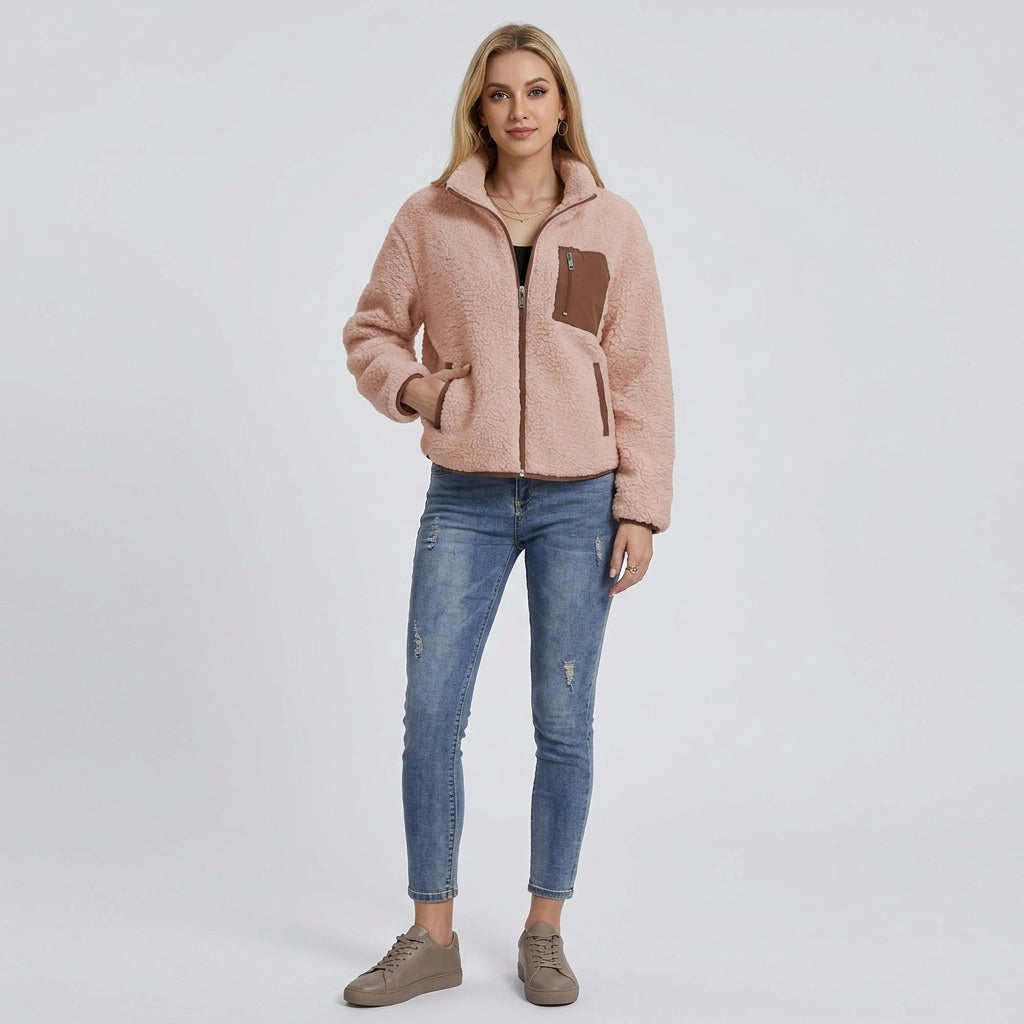 Quinelle | Pluche damesjas met rits – Zacht fleece