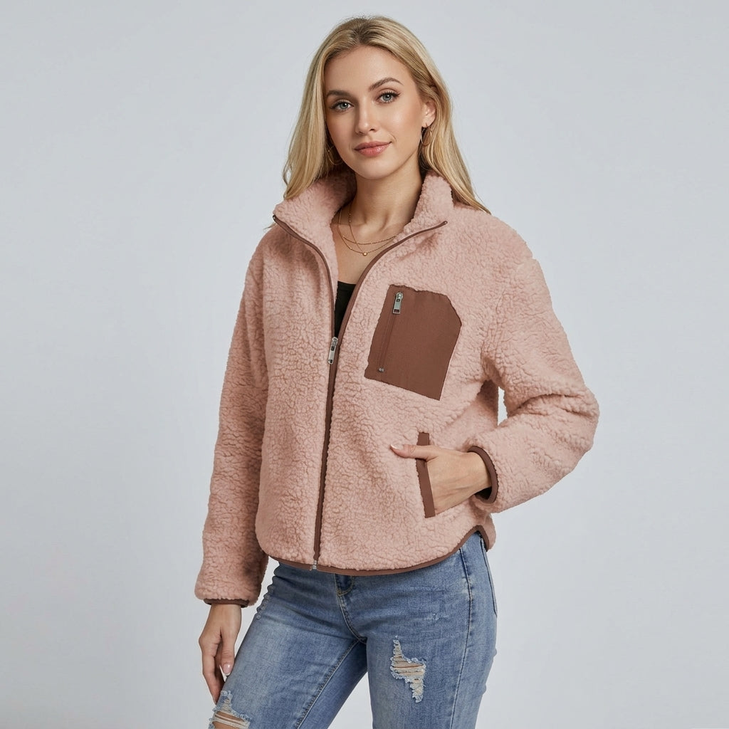 Quinelle | Pluche damesjas met rits – Zacht fleece