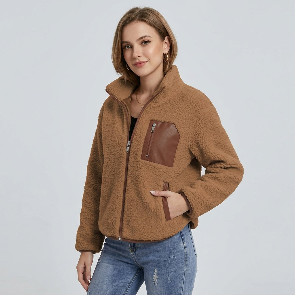 Quinelle | Pluche damesjas met rits – Zacht fleece