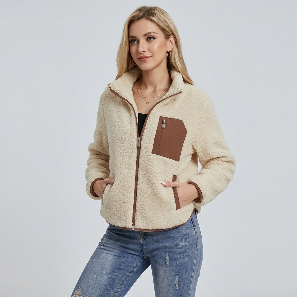 Quinelle | Pluche damesjas met rits – Zacht fleece