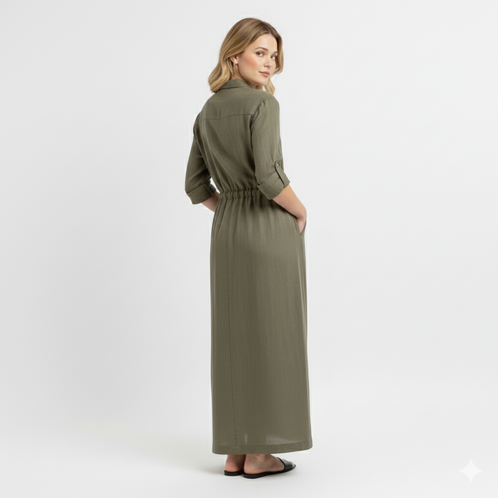 Oriel | Lange shirtjurk voor dames – lange mouwen, knoopsluiting