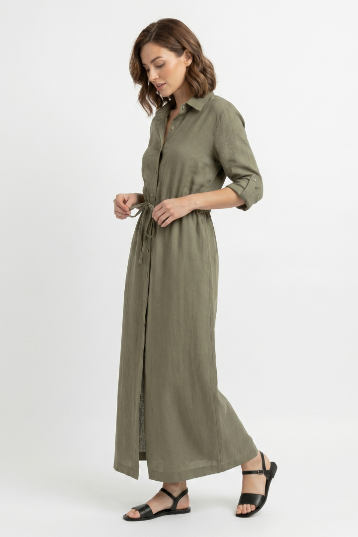 Oriel | Lange shirtjurk voor dames – lange mouwen, knoopsluiting