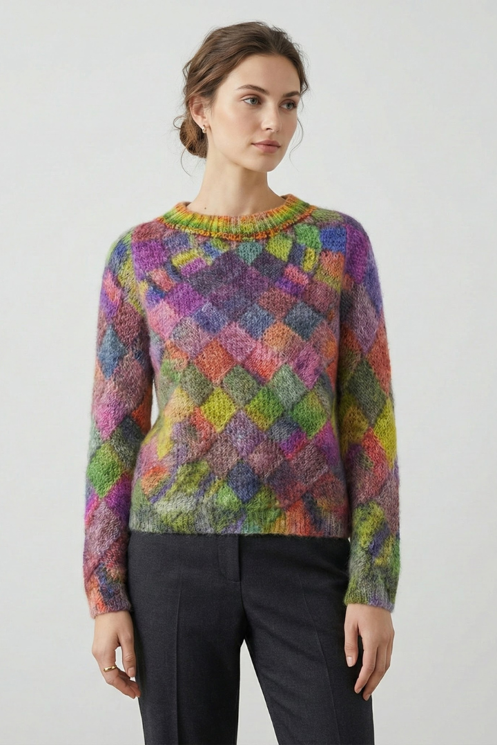 Amabel | Damestrui van gestructureerd breiwerk – ronde hals, pullover met lange mouwen