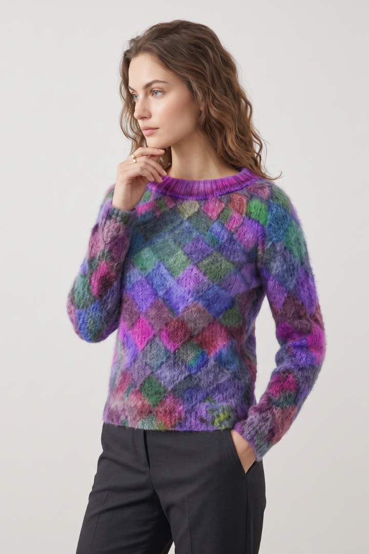 Amabel | Damestrui van gestructureerd breiwerk – ronde hals, pullover met lange mouwen