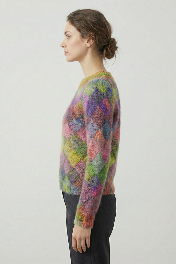 Amabel | Damestrui van gestructureerd breiwerk – ronde hals, pullover met lange mouwen