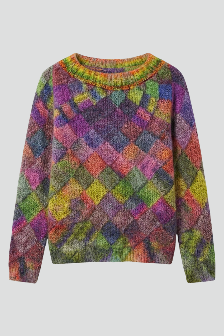 Amabel | Damestrui van gestructureerd breiwerk – ronde hals, pullover met lange mouwen