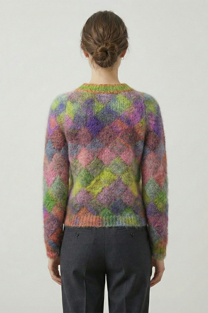 Amabel | Damestrui van gestructureerd breiwerk – ronde hals, pullover met lange mouwen