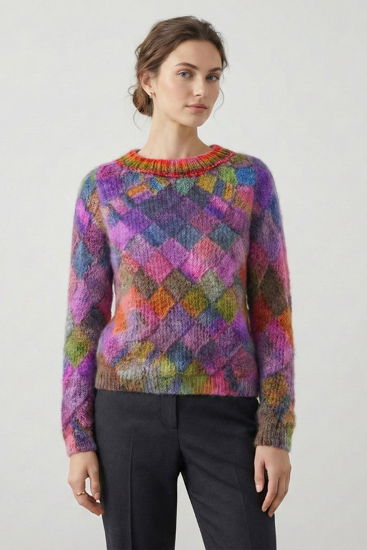 Amabel | Damestrui van gestructureerd breiwerk – ronde hals, pullover met lange mouwen