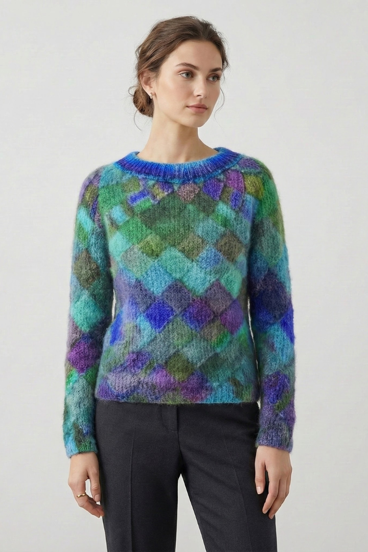 Amabel | Damestrui van gestructureerd breiwerk – ronde hals, pullover met lange mouwen
