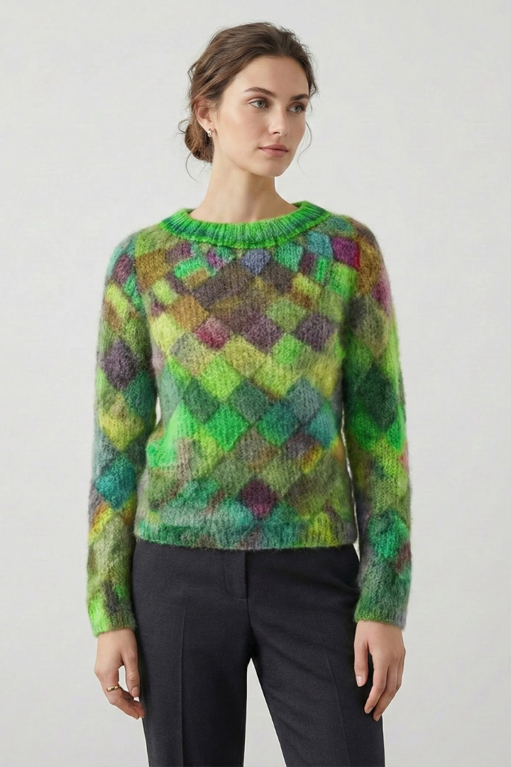 Amabel | Damestrui van gestructureerd breiwerk – ronde hals, pullover met lange mouwen