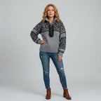 Kirellia | Fair Isle-jacquardtrui voor dames – Pullover met halve rits en hoge hals