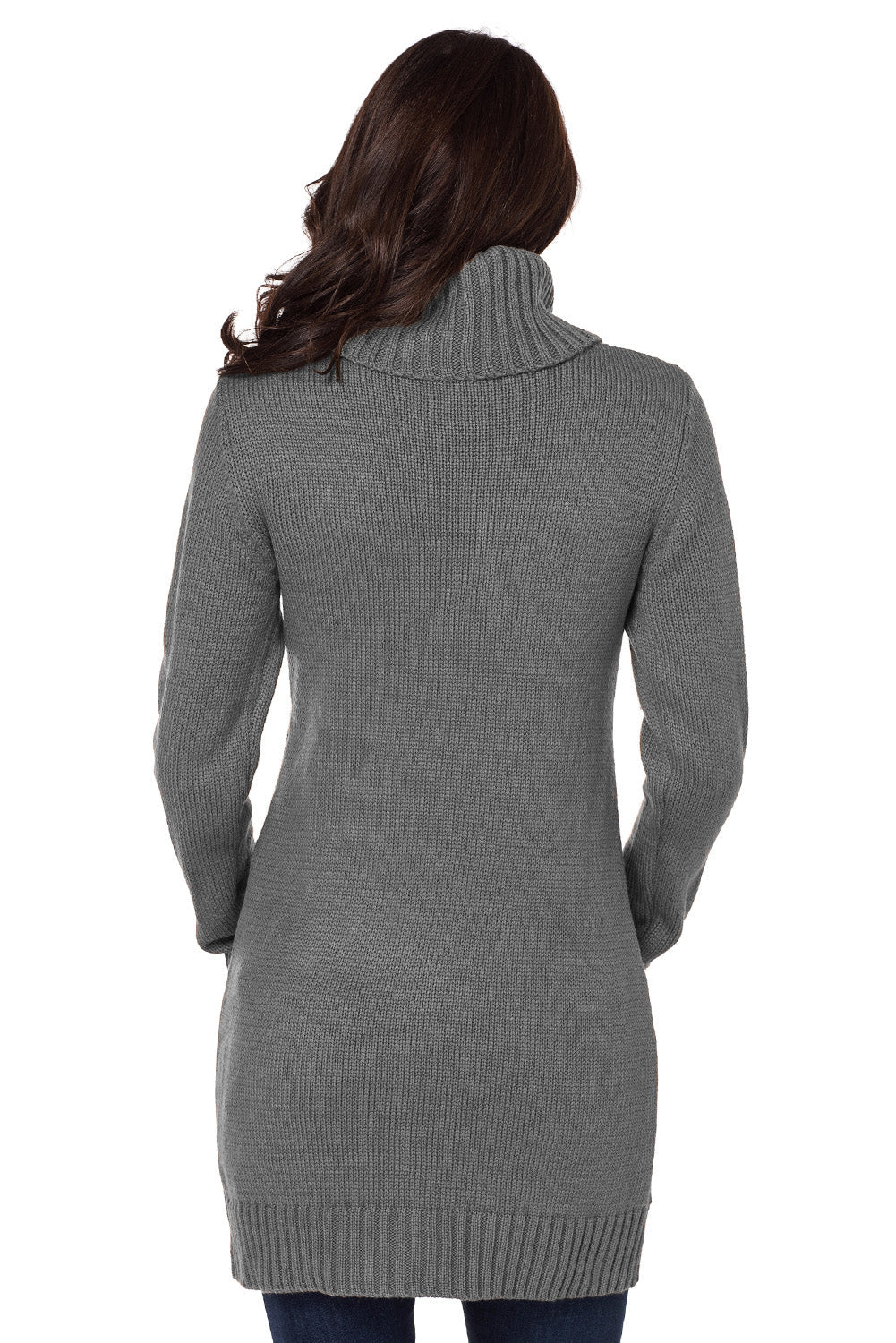 Catrien | Grijze Damestrui met Grof Kabelbreisel en Watervalhals – Casual Pullover met Lange Mouwen